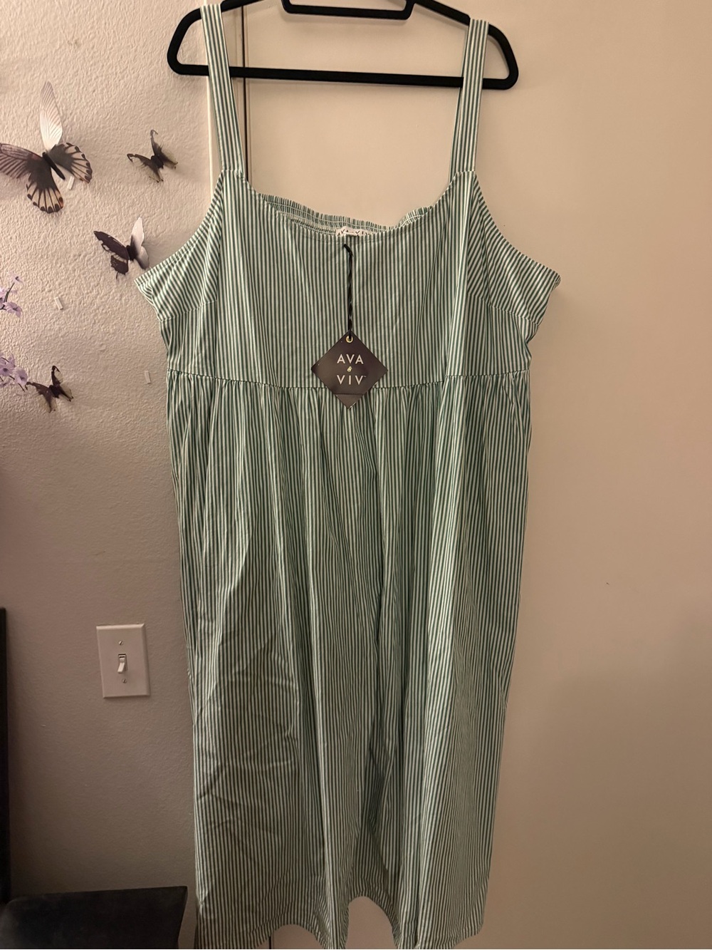 Ava & Viv Green Stripe Cotton Dress 43